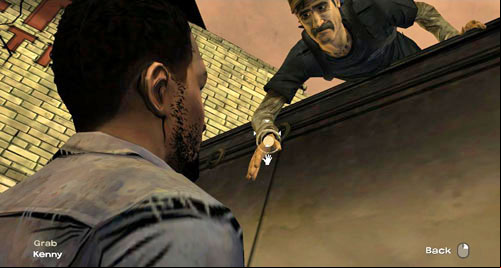 Take Kennys hand (Grab: Kenny) to climb up - Chapter 1: Goodbye, She Quietly Says | Episode III: Long Road Ahead - Episode III: Long Road Ahead - The Walking Dead Game Guide