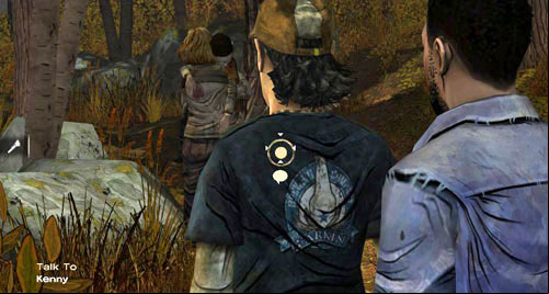 In the case of options (1), (2) and (4) you will be able to reassure Kenny by putting a hand on his shoulder (by starting a conversation Talk To: Kenny) (Kenny will your comion - Chapter 5: Handle It - Duck gets worse and worse | Episode III: Long Road Ahead - Episode III: Long Road Ahead - The Walking Dead Game Guide