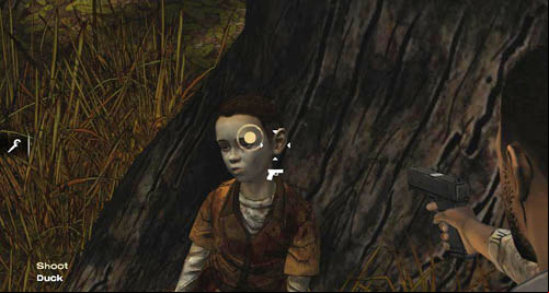 If you decided to kill Duck yourself, youll have to shoot at him - Chapter 5: Handle It - Speaking with Clementine | Episode III: Long Road Ahead - Episode III: Long Road Ahead - The Walking Dead Game Guide