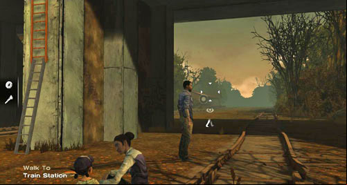 Look at the Train Station in the distance to walk to it - Chapter 6: Unexpected Delay | Episode III: Long Road Ahead - Episode III: Long Road Ahead - The Walking Dead Game Guide