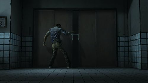In the case when you didnt cut off your arm, you have to go to the elevator and again Crank a Rib Spreader - Chapter 1: The Morgue | Episode V: No Time Left - Episode V: No Time Left - The Walking Dead Game Guide