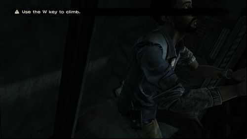 After the while all characters climb up the ladder - youll take control over Lee and will have to press a proper key to continue climbing - Chapter 1: The Morgue | Episode V: No Time Left - Episode V: No Time Left - The Walking Dead Game Guide
