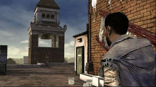 Return to the central part of the rooftop and pick up a Ladder - Chapter 2: Rooftop | Episode V: No Time Left - Episode V: No Time Left - The Walking Dead Game Guide