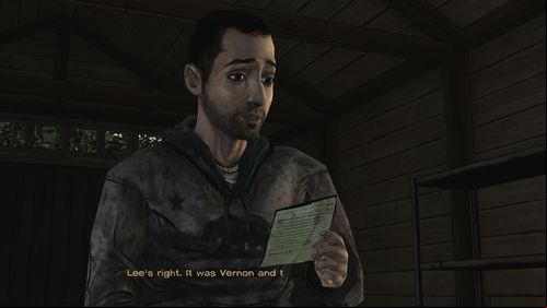If the shed is empty, Omid will find a note inside (after choosing options other than (1) in a previous dialogue #1, Omid will say that Lee is wrong - this was Vernon and his group), saying that Vernon is sorry for leaving you and Clementine in such situation (or that you got what you deserved) - Le - Chapter 2: Gone | Episode V: No Time Left - Episode V: No Time Left - The Walking Dead Game Guide