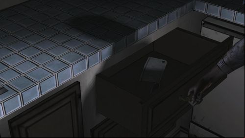 Lee heads to the kitchen - there are three interactive drawers but the proper tool, a chopper, is located in the right upper one - Chapter 2: Siege | Episode V: No Time Left - Episode V: No Time Left - The Walking Dead Game Guide