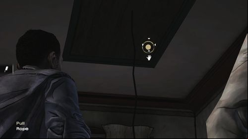 At some point all of you get out of ammo and the only option is escape to the attic - Chapter 2: Siege | Episode V: No Time Left - Episode V: No Time Left - The Walking Dead Game Guide