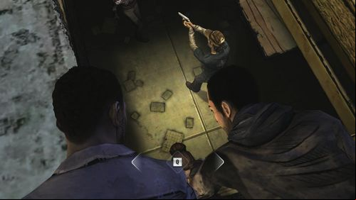 An animation shows zombies approaching Christa - Chapter 4: Above River Street | Episode V: No Time Left - Episode V: No Time Left - The Walking Dead Game Guide