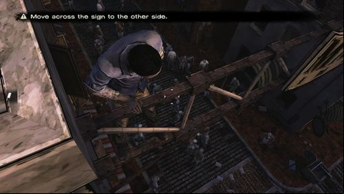 If you decided to go first, you have to press a proper key shown on the above screen - Chapter 5: Going Alone | Episode V: No Time Left - Episode V: No Time Left - The Walking Dead Game Guide