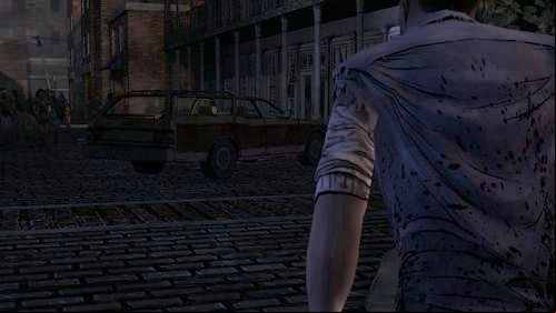 After a while youll get to the hotel, in front of which youll notice a known car - Chapter 5: The Gauntlet | Episode V: No Time Left - Episode V: No Time Left - The Walking Dead Game Guide