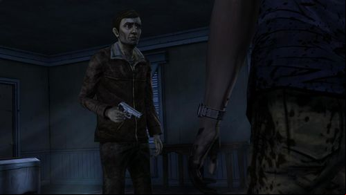 The first dialogue is irrelevant - Stranger mentions that you look terrible (he also notices if you have no arm - Chapter 6: The Stranger | Episode V: No Time Left - Episode V: No Time Left - The Walking Dead Game Guide