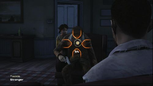 It is time for you - quickly tackle Stranger (if you didnt give away your weapon, Lee will hit Stranger now) - Chapter 6: The Stranger | Episode V: No Time Left - Episode V: No Time Left - The Walking Dead Game Guide