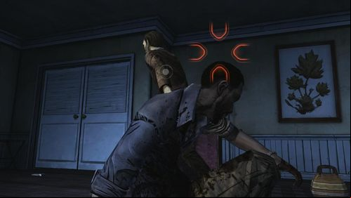 Stranger will run for his gun - now is your occasion to subdue him but you have to grab Stranger fast - Chapter 6: The Stranger | Episode V: No Time Left - Episode V: No Time Left - The Walking Dead Game Guide