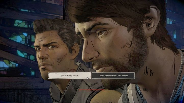 This takes place during the interrogation in chapter three - Important choices | Episode 3 - Episode 3: Above the Law - The Walking Dead: The Telltale Series - A New Frontier Game Guide
