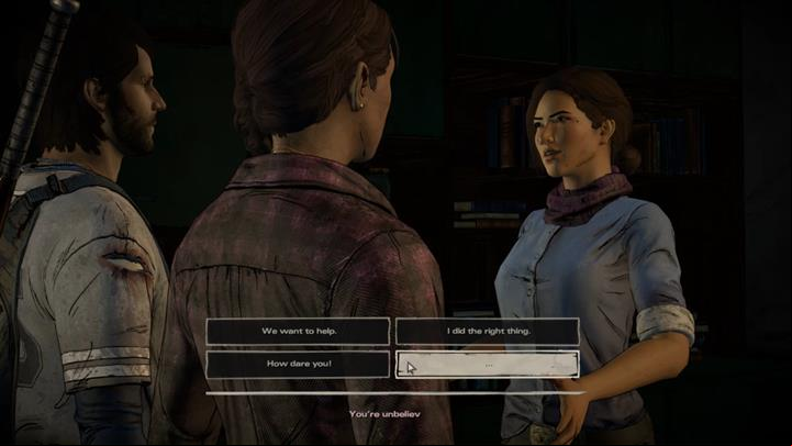 Javier enters one of the apartments, finding Eleonore - her first reaction may vary depending on whether youve killed Conrad or had witnessed Tripps execution - Chapter 2 - Promises and Lies | Episode 5 - Episode 5: From the Gallows - The Walking Dead: The Telltale Series - A New Frontier Game Guide