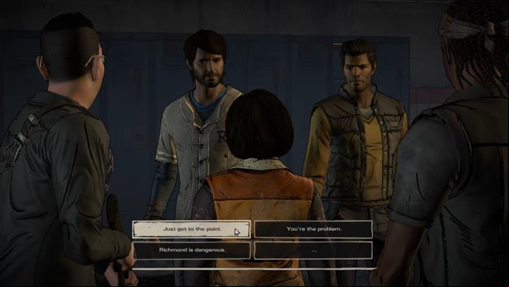 The prisoners are visited by Joan and her guard - Chapter 1 - Faces in the Crowd | Episode 4 - Episode 4: Thicker than Water - The Walking Dead: The Telltale Series - A New Frontier Game Guide