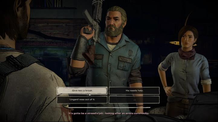 Your return to the groups dwelling is marked by a discussion following the current events and the plan to rescue David - Chapter 5 - Smoke and Fire | Episode 4 - Episode 4: Thicker than Water - The Walking Dead: The Telltale Series - A New Frontier Game Guide