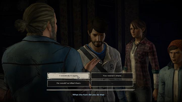 The intense moment results in a confession - Gabe will shout out that it was Javier who killed Conrad - Chapter 5 - Smoke and Fire | Episode 4 - Episode 4: Thicker than Water - The Walking Dead: The Telltale Series - A New Frontier Game Guide