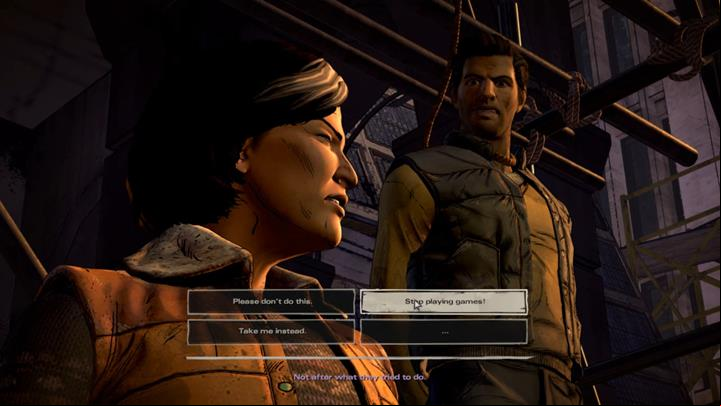 Youve finally reached the square - Joan is leading the crowd before a public execution of David, who will be soon ed by Tripp and Ava - Chapter 6 - The Price of Justice | Episode 4 - Episode 4: Thicker than Water - The Walking Dead: The Telltale Series - A New Frontier Game Guide