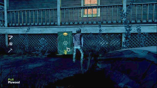 The hole under the porch that you can use - Chapter 8 - Getting Supplies | Episode 1: All That Remains - Episode 1: All That Remains - The Walking Dead: Season Two Game Guide
