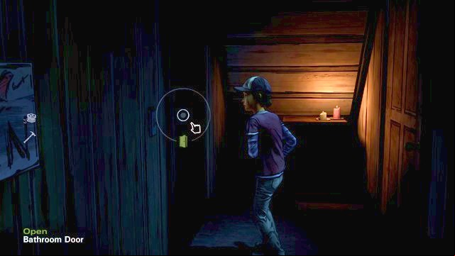 Enter the bathroom - Chapter 8 - Getting Supplies | Episode 1: All That Remains - Episode 1: All That Remains - The Walking Dead: Season Two Game Guide