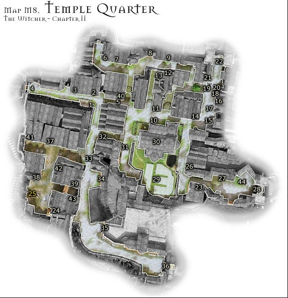 1 - Map M8 - Temple Quarter | Walkthrough - Maps | Chapter II - The Witcher Game Guide & Walkthrough