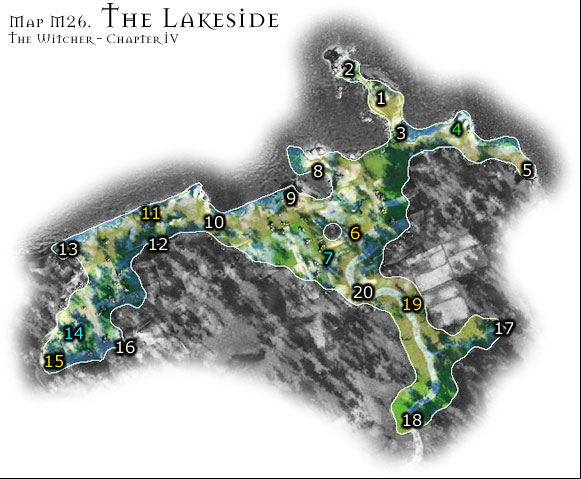 The lakeside is a dangerous location at all times - Map M26 - The Lakeside | Walkthrough - Maps | Chapter IV - The Witcher Game Guide & Walkthrough