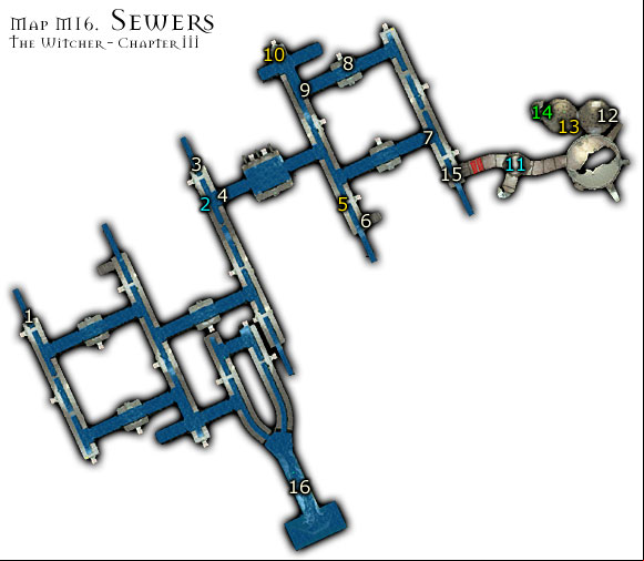 1 - Map M16 - Sewers | Walkthrough - Maps | Chapter III - The Witcher Game Guide & Walkthrough
