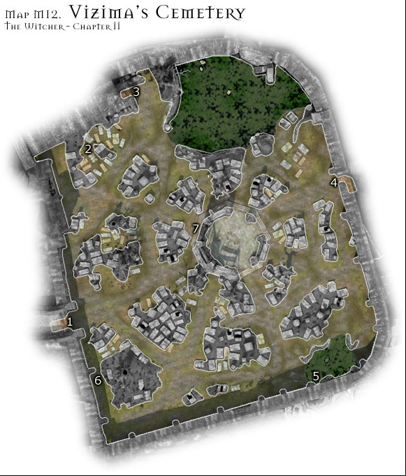 The Cemetery is a dangerous location at all times - Map M12 - Vizimas Cemetery | Walkthrough - Maps | Chapter II - The Witcher Game Guide & Walkthrough
