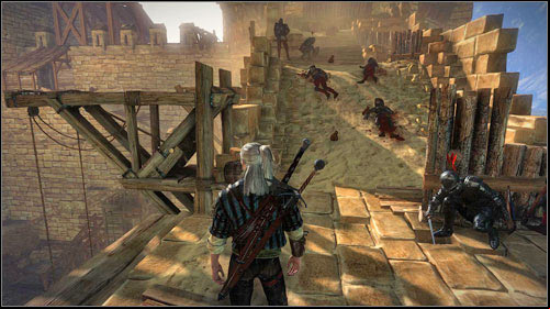 Your task will be to use the ballista on the courtyard to break through the first gate - Barricade - Main missions - The Witcher 2 Assassins of Kings Guide