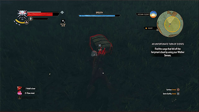 Treasure chest is at the bottom of the river - The Witcher 3 Wild Hunt: Treasure hunt, Inn by the Crossroads - walkthrough - Inn by the Crossroads - The Witcher 3 Wild Hunt Guide