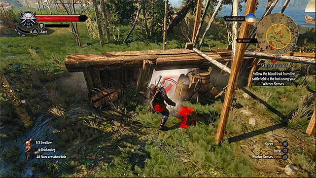The chest has been hidden behind the barrels - The Witcher 3 Wild Hunt: Treasure hunt, Inn by the Crossroads - walkthrough - Inn by the Crossroads - The Witcher 3 Wild Hunt Guide