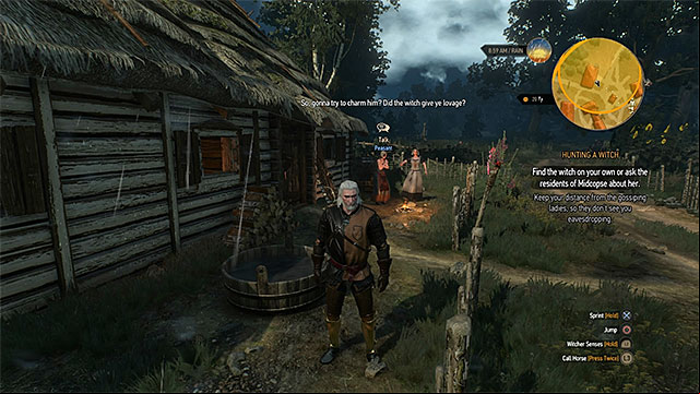 Overhearing the conversation is one of few ways to find the witch - The Witcher 3 Wild Hunt: Hunting a Witch - walkthrough - Crows Perch - The Witcher 3 Wild Hunt Guide