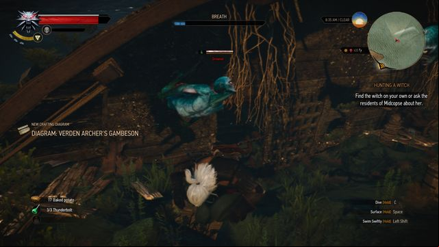 To reach the chest you must find a hole in the shipwreck. - The Witcher 3 Wild Hunt: Treasure hunt, Midcopse - walkthrough - Midcopse - The Witcher 3 Wild Hunt Guide