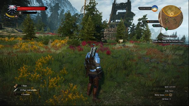 Round up the sheep under the destroyed siege tower. - The Witcher 3 Wild Hunt: Witcher contracts in Kaer Muire - list, walkthrough - Kaer Muire - The Witcher 3 Wild Hunt Guide