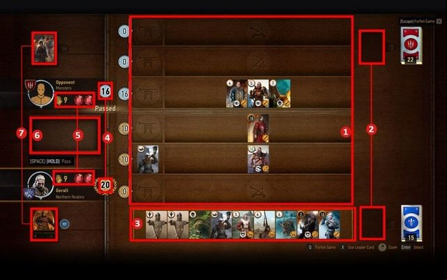 The game takes place on a separate board - a table - The Witcher 3 Wild Hunt: Basics of the Gwent game - Gwent game - The Witcher 3 Wild Hunt Guide
