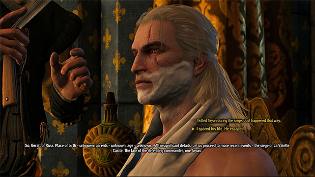 During the meeting with Morvran you can set main choices from Witcher 2 - The Witcher 3 Wild Hunt: Royal Audience - walkthrough - Prologue and White Orchard - The Witcher 3 Wild Hunt Guide