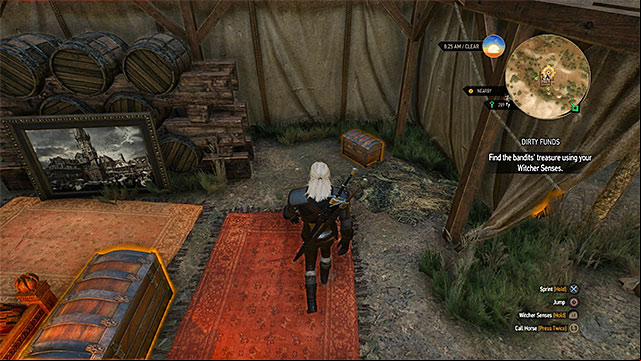 Chest with a precious sword is in the tent - The Witcher 3 Wild Hunt: Treasure hunt - list, walkthrough - Prologue and White Orchard - The Witcher 3 Wild Hunt Guide