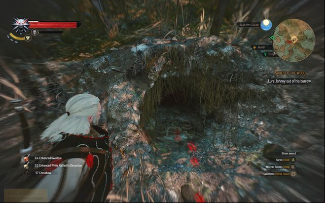 The cave in which Johny lives - The Witcher 3 Wild Hunt: Ladies of the Wood - walkthrough - Crookback Bog - The Witcher 3 Wild Hunt Guide