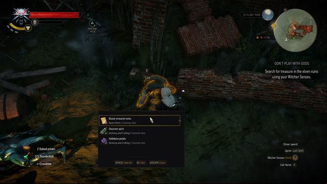It is best to use witcher senses for finding the body of an adventurer. - The Witcher 3 Wild Hunt: Treasure hunt, Fyke Isle - walkthrough - Fyke Isle - The Witcher 3 Wild Hunt Guide