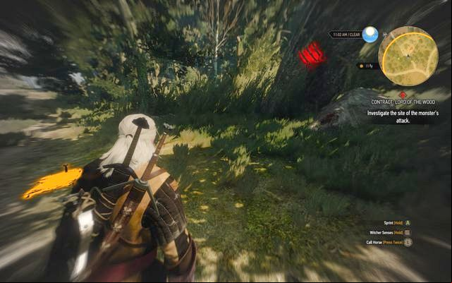 Claw marks and remains near the cart - The Witcher 3 Wild Hunt: Witcher contracts, Farcorners - list, walkthrough - Farcorners - The Witcher 3 Wild Hunt Guide