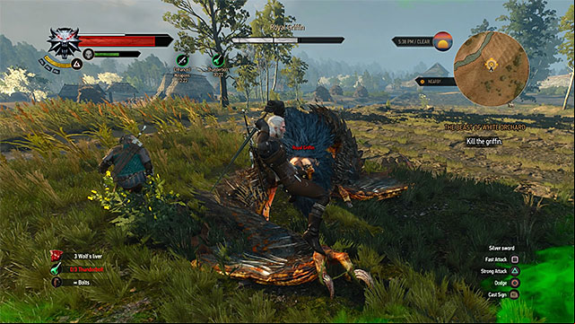 Attack the griffin after he lands - The Witcher 3 Wild Hunt: How to defeat a boss griffin in first fight? - Frequently Asked Questions (FAQ) - The Witcher 3 Wild Hunt Guide