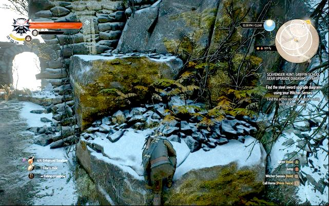 From the northern side, in front of the lair there are rocks you can climb on - The Witcher 3 Wild Hunt: Mastercrafted Griffin School Gear - Griffin School Gear - The Witcher 3 Wild Hunt Guide