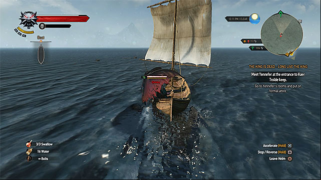You can defend yourself while using a boat, but it is a limited way - The Witcher 3 Wild Hunt: Horse ride and swimming - Exploring the game world - The Witcher 3 Wild Hunt Guide