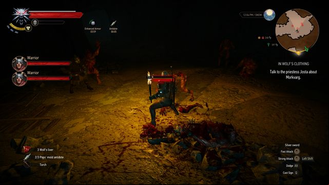 Before entering the cave dont forget to equip a torch. Otherwise you wont see a thing. - The Witcher 3 Wild Hunt: Side quests in Hindarsfjall - list, walkthrough - Hindarsfjall - The Witcher 3 Wild Hunt Guide