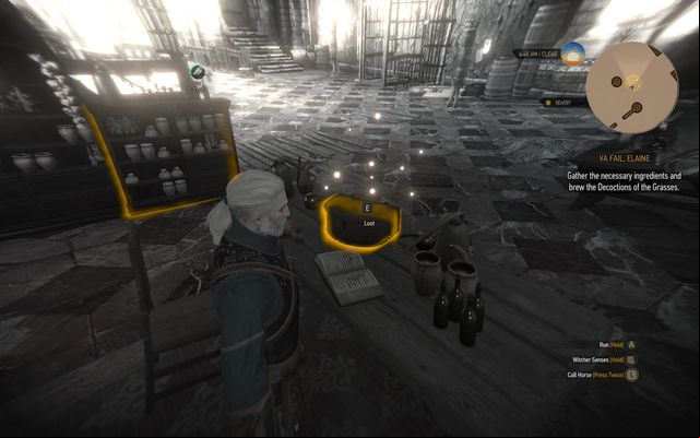 Potion ingredients in the container on the table - The Witcher 3 Wild Hunt: No Place Like Home, Va Fail Elaine - walkthrough - Kaer Morhen - The Witcher 3 Wild Hunt Guide