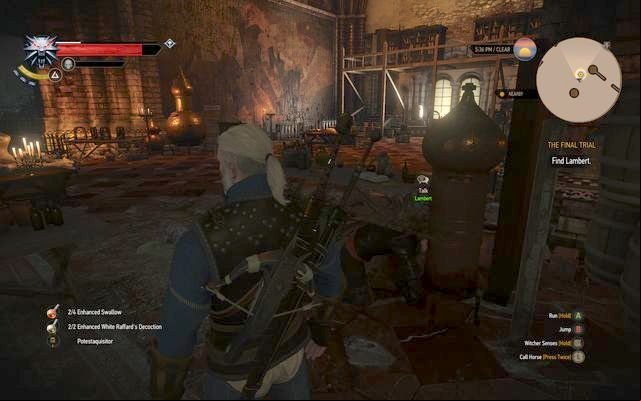 Lambert is brewing alcohol - The Witcher 3 Wild Hunt: Ugly Baby - walkthrough - Kaer Morhen - The Witcher 3 Wild Hunt Guide