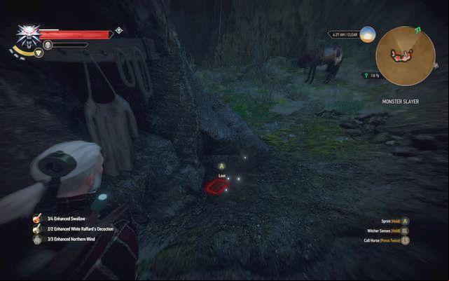 Once you reach it, examine the items lying around and with the Eye of Nehaleni (the artifact received from Keira) examine the rock near those items (its more or less half the size of Geralts) - The Witcher 3 Wild Hunt: Side quests in Kaer Morhen, Epilogue - walkthrough - Epilogue - The Witcher 3 Wild Hunt Guide