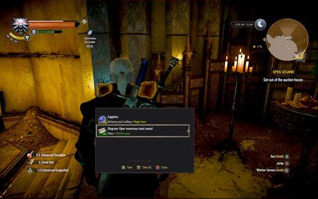 The diagram in Borsodis vault - Serpentine School gear set - Gear Sets - The Witcher 3 Wild Hunt Guide