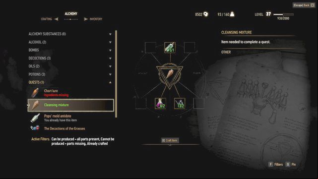 In first order you should brew a potion - Open Sesame! - Witcher Seasonings - Main quests - The Witcher 3 Wild Hunt Guide