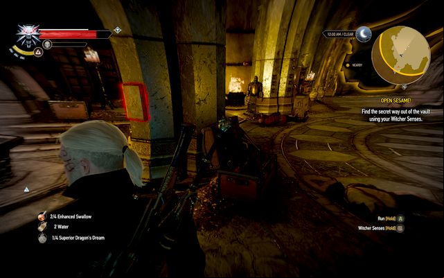 The pressure plate on the wall that opens the secret age - Open Sesame! - part II - Main quests - The Witcher 3 Wild Hunt Guide